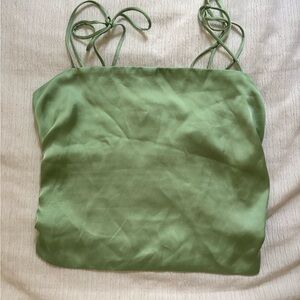 Urban Outfitters Green Crop Tie Front Camisole